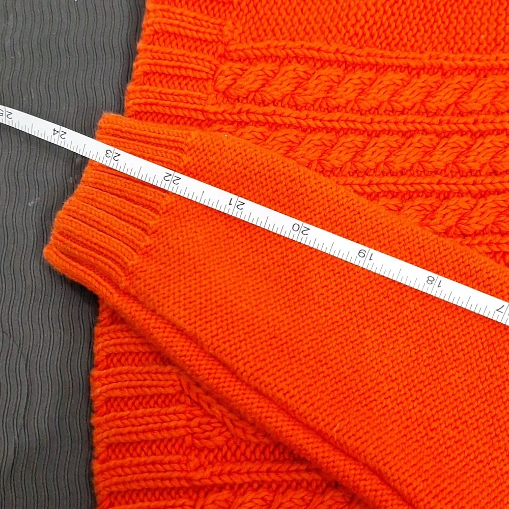 J. CREW 100% Cotton Orange Cable Knit Crew Neck Sweater